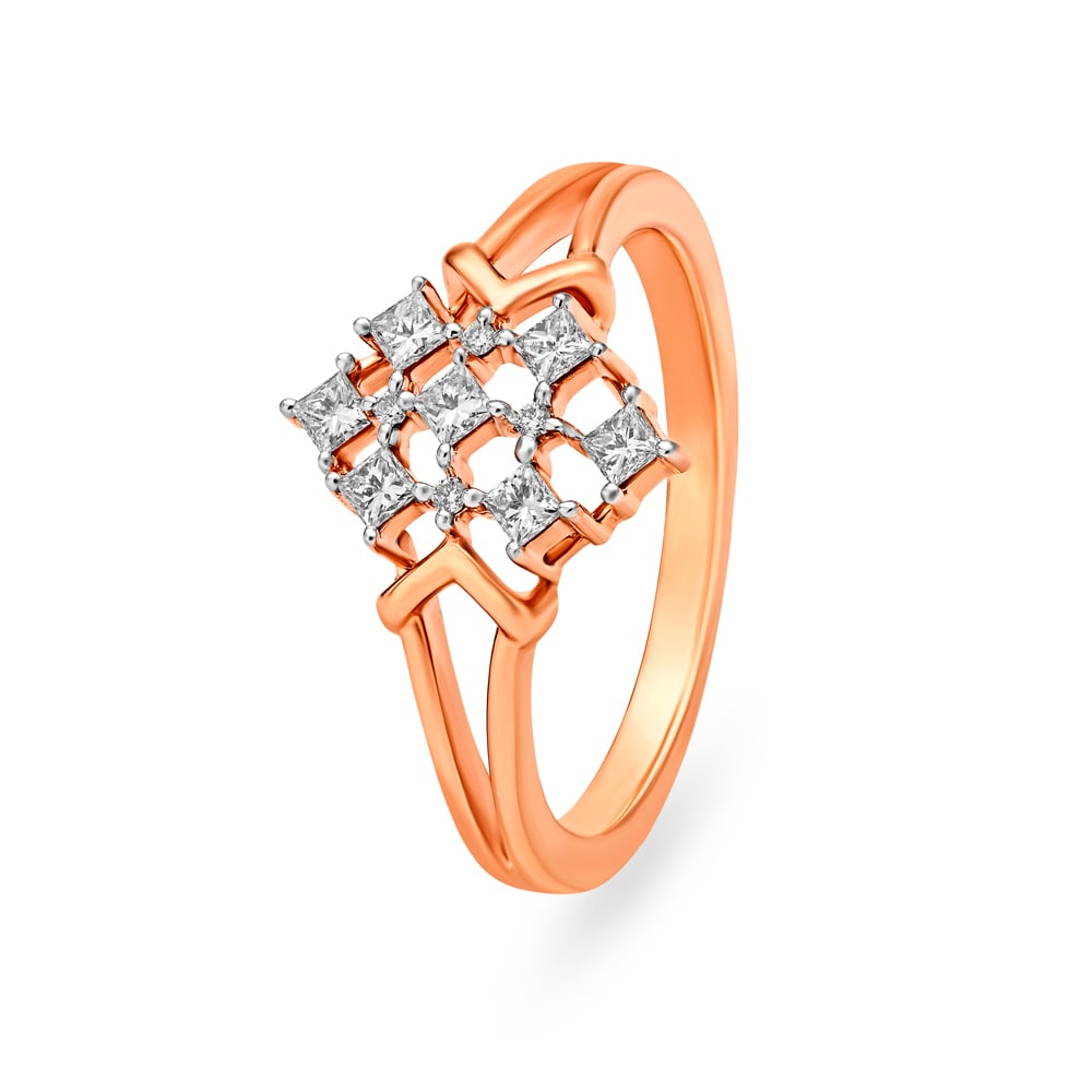 Buy Majestic Rose Gold And Diamond Geometric Lattice Ring at Best Price ...