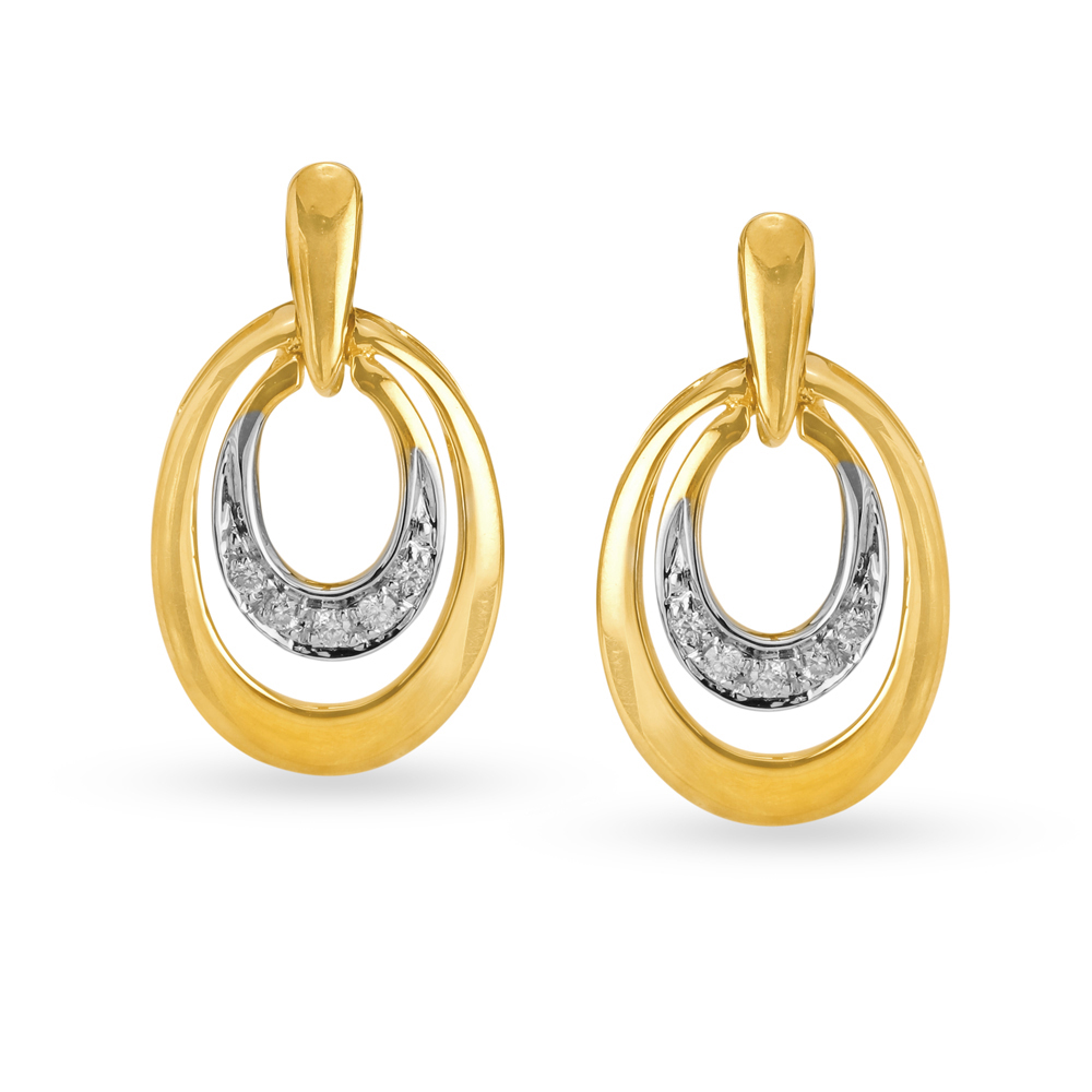 Buy Fancy Oval Shaped Gold and Diamond Drop Earrings at Best Price ...